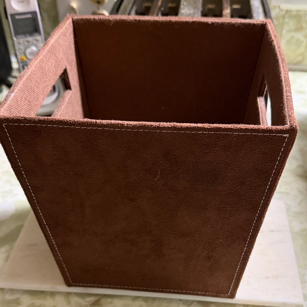 Brown Suede Storage Bin